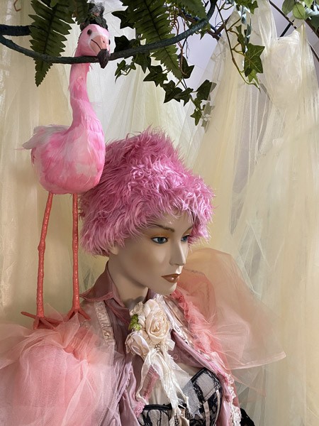 Pink Faux Fur Vintage Flamingo Headpiece