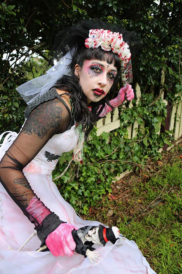 Alternative style costumes, Claudia as the zombie bride slayer
